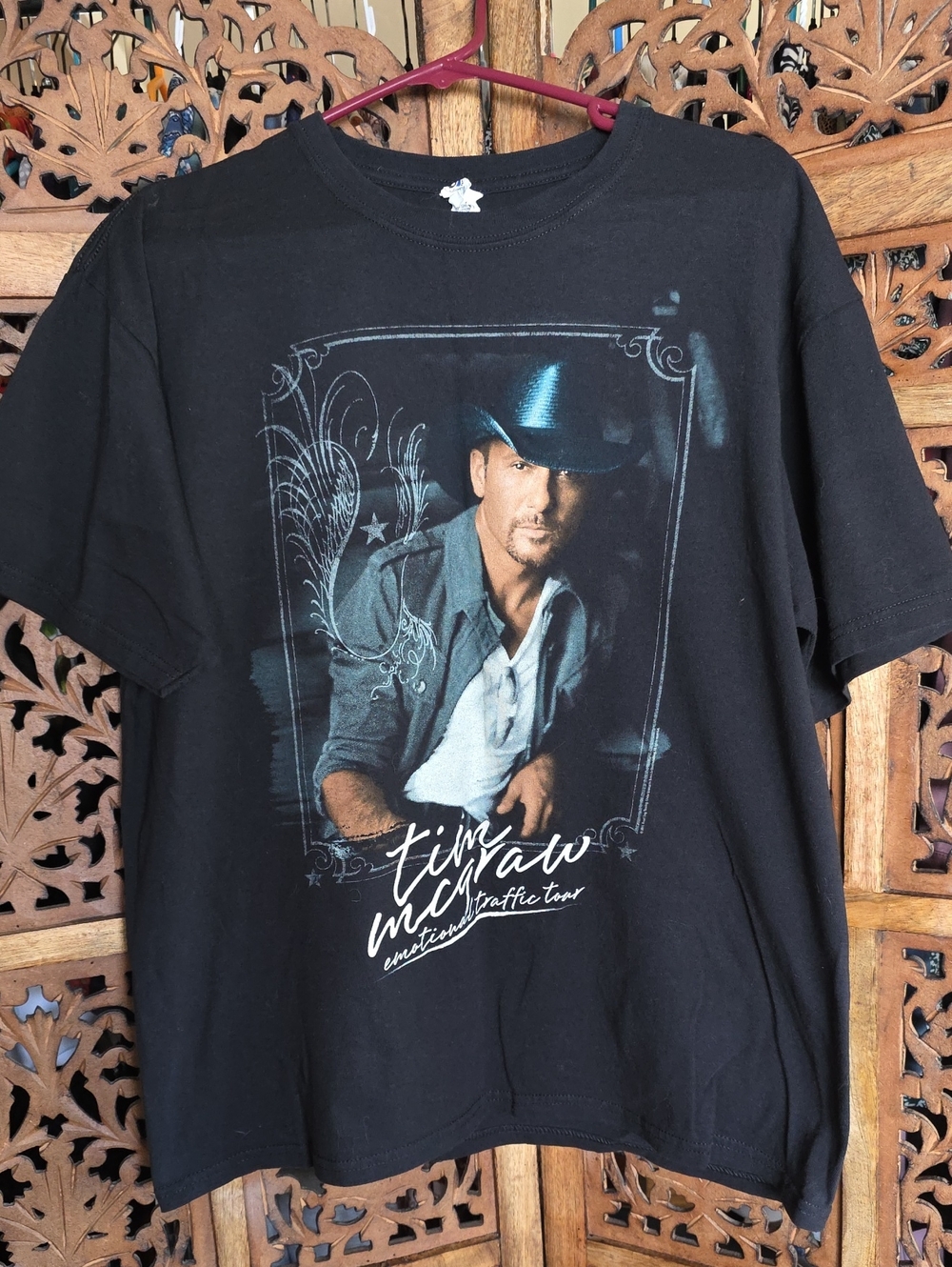 Black Graphic Men’s T-Shirt with Cowboy Print